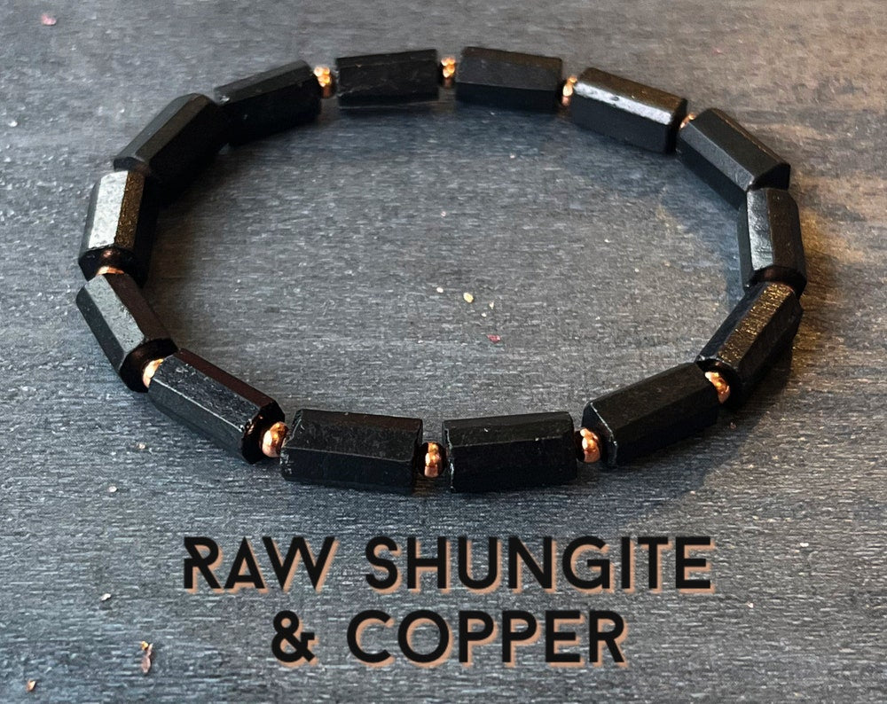 Raw Shungite Wrist Mala with Copper