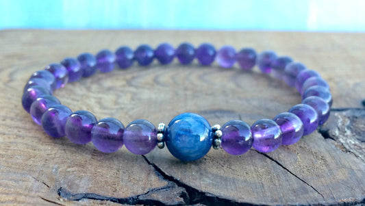 Amethyst & Blue Kyanite Mala, Deepening our Spirituality - Cleansing our Aura and Energetic Field