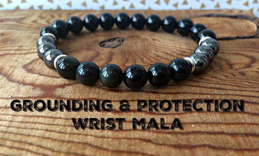 Grounding & Protection Wrist Mala  //  Grounding the Root Chakra - Psychic and Auric Protection - Stress Relief