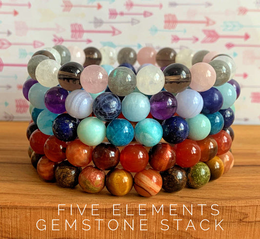 The Five Elements Gemstone Stack  //  Earth - Water - Fire - Air - Ether