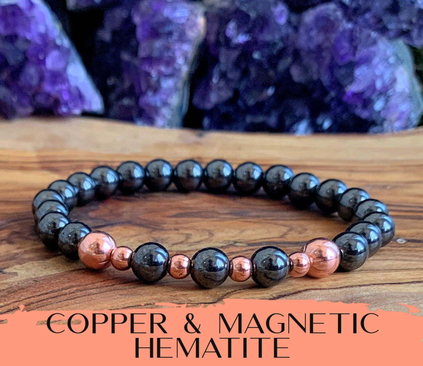 Genuine Copper & Magnetic Hematite Wrist Mala // Stimulates Energy Flow - Wonderfully Protective and Grounding