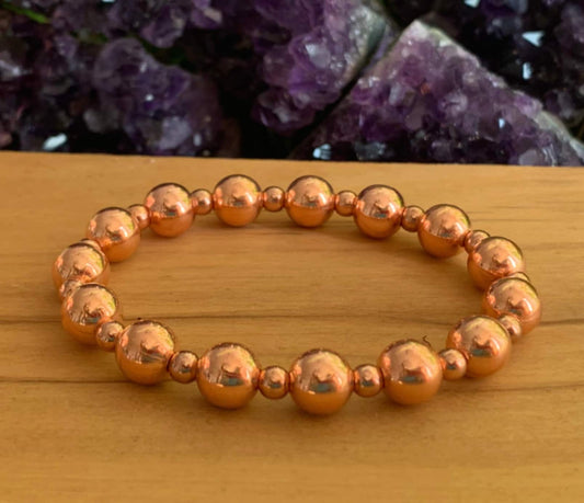 Genuine Natural Copper Wrist Mala // 4mm, 6mm & 8mm Beads // Stimulates Energy Flow - Alignment of our Emotional and Physical Selves