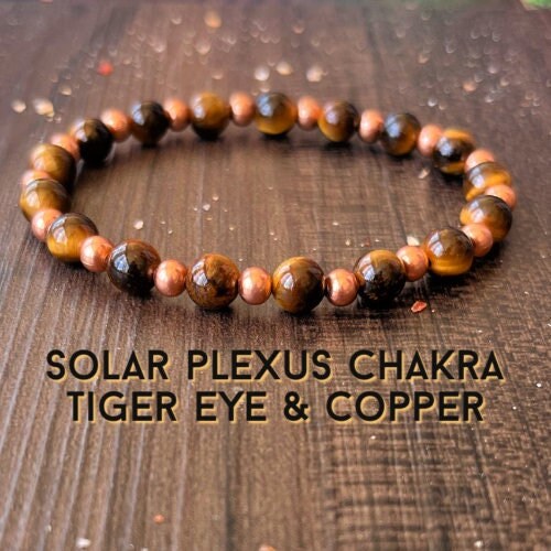 Solar Plexus Chakra Wrist Mala //Tiger Eye & Copper , Self Esteem - Personal Power - Self Confidence