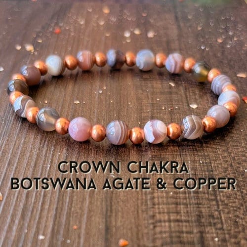 Crown Chakra Wrist Mala //Botswana Agate & Copper, Deepening Our Spirituality - Connection to the Divine