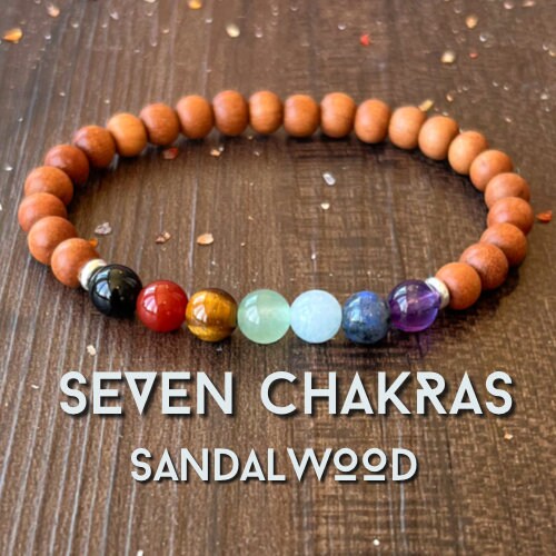 7 Chakras & Sandalwood Wrist Mala  //  Chakra Balance and Alignment - Deepening our Spirituality - Knowing Ourselves