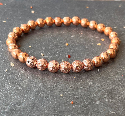 Copper & Volcanic Lava Copper Plated Wrist Mala // Stimulates Energy Flow - Alignment of our Emotional and Physical Selves