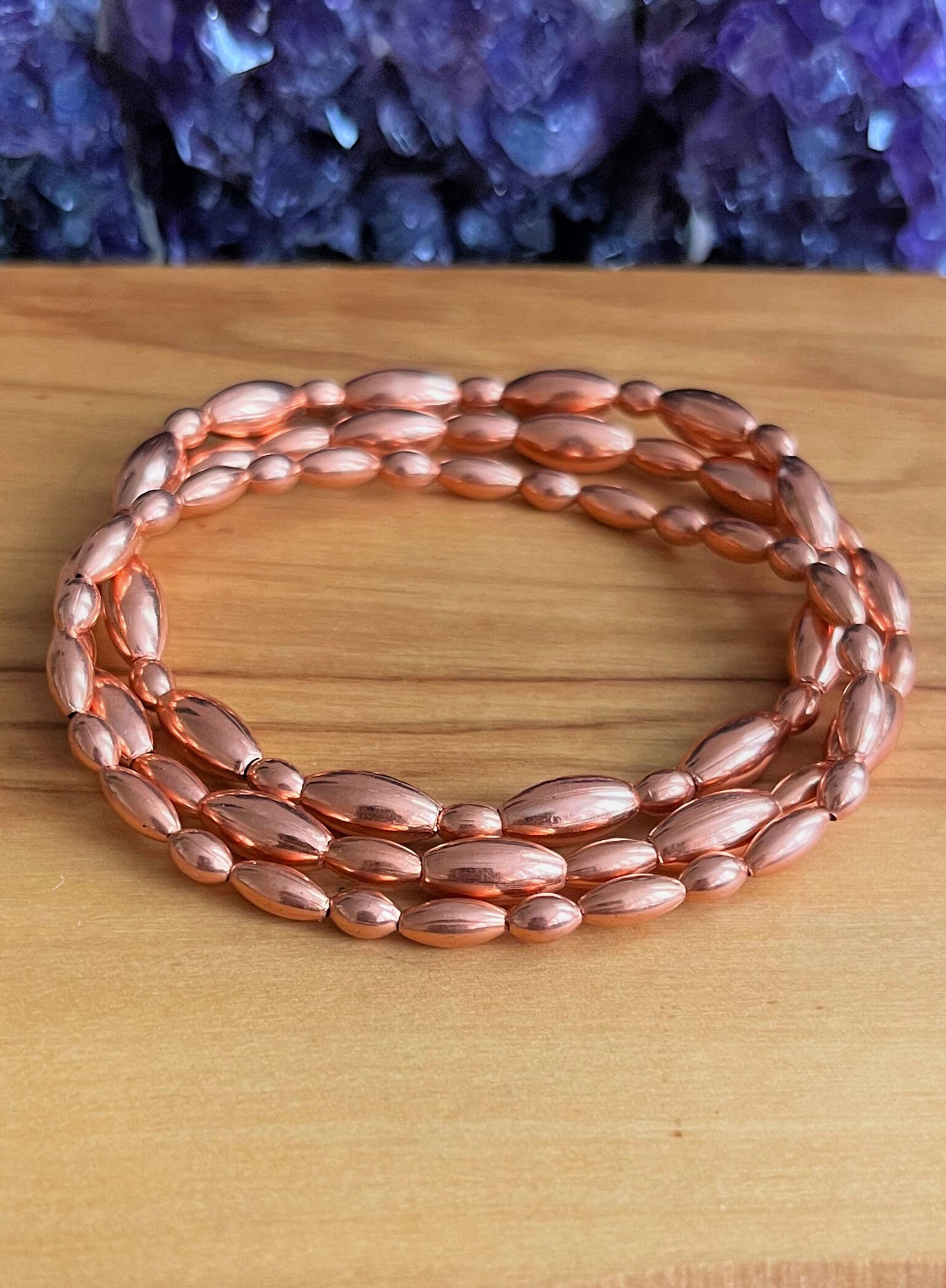 Genuine Natural Copper Oval Beaded Wrist Mala // Stimulates Energy Flow - Alignment of our Emotional & Physical Selves