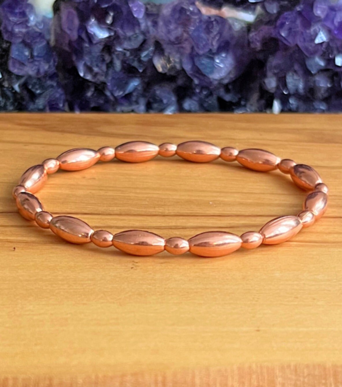 Genuine Natural Copper Oval Beaded Wrist Mala // Stimulates Energy Flow - Alignment of our Emotional & Physical Selves