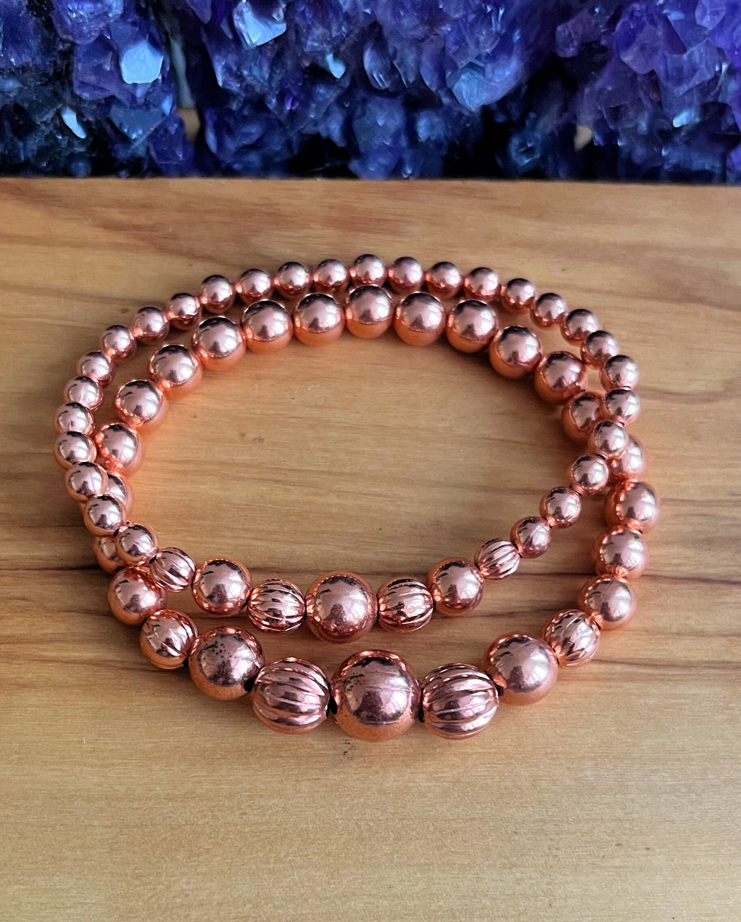 Genuine Natural Copper Textured Wrist Mala // Stimulates Energy Flow - Alignment of our Emotional and Physical Selves