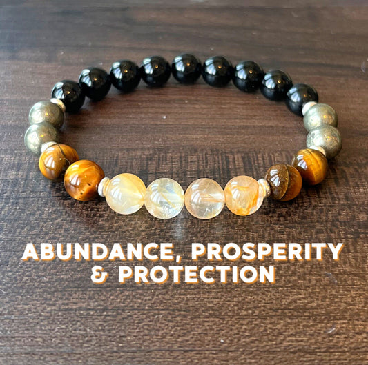 Abundance, Prosperity & Protection Wrist Mala with Black Tourmaline  //  Encouraging Success - Personal Power - Manifestation - Grounding