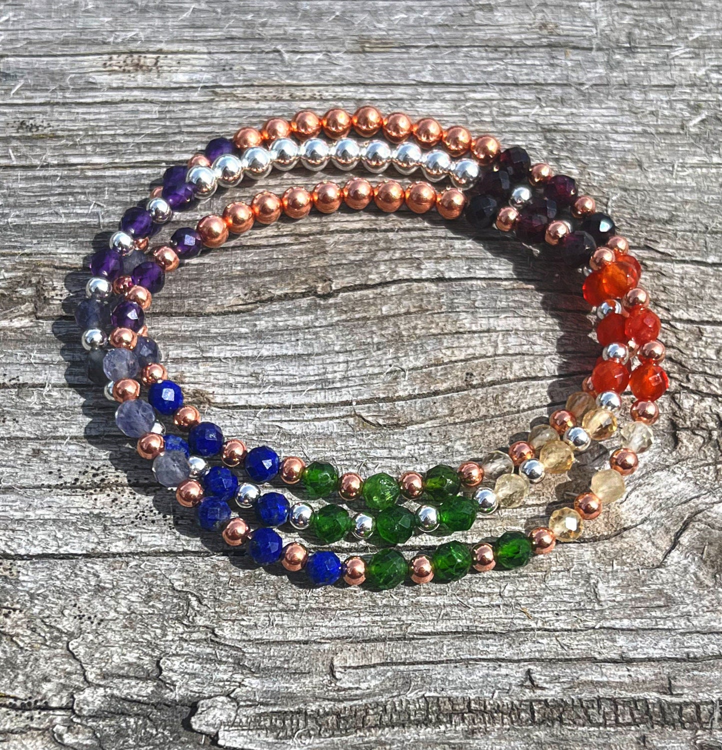 7 Chakra Sterling Silver Gemstone Bracelet // 4mm Beads, Chakra Balance and Alignment - Deepening our Spirituality