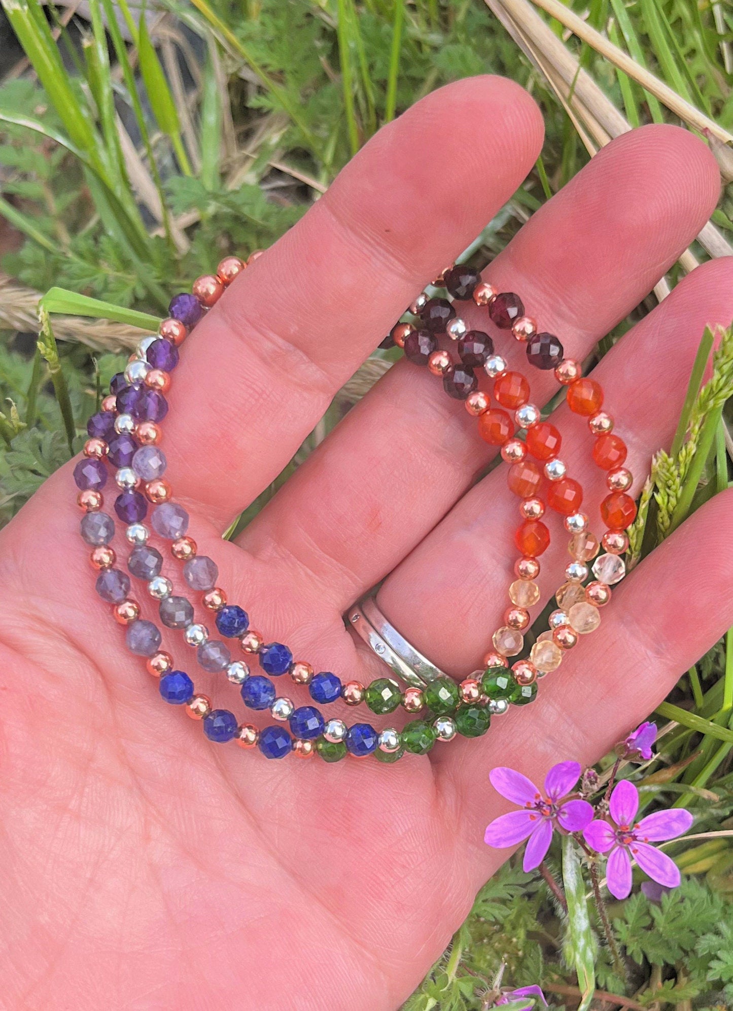 7 Chakra Sterling Silver Gemstone Bracelet // 4mm Beads, Chakra Balance and Alignment - Deepening our Spirituality