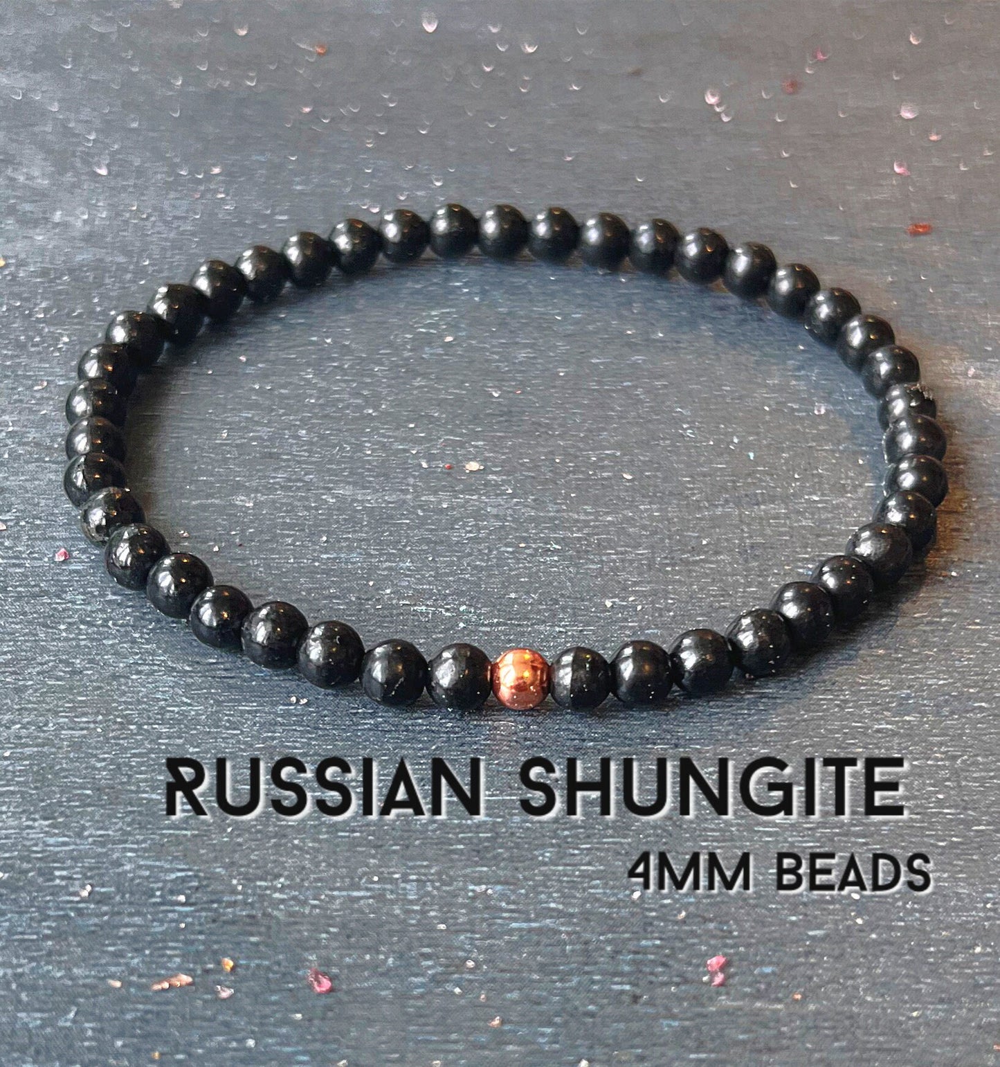 The Russian Shungite Stack // 4mm, 6mm, 8mm Beads - Root Chakra Support - Stimulates Energy Flow - EMF Shield - Protective