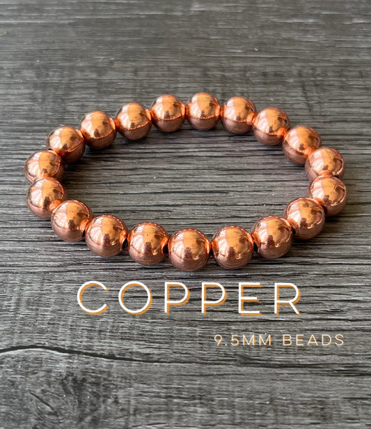 9.5mm Genuine Natural Copper Wrist Mala // Stimulates Energy Flow - Alignment of our Emotional & Physical Selves