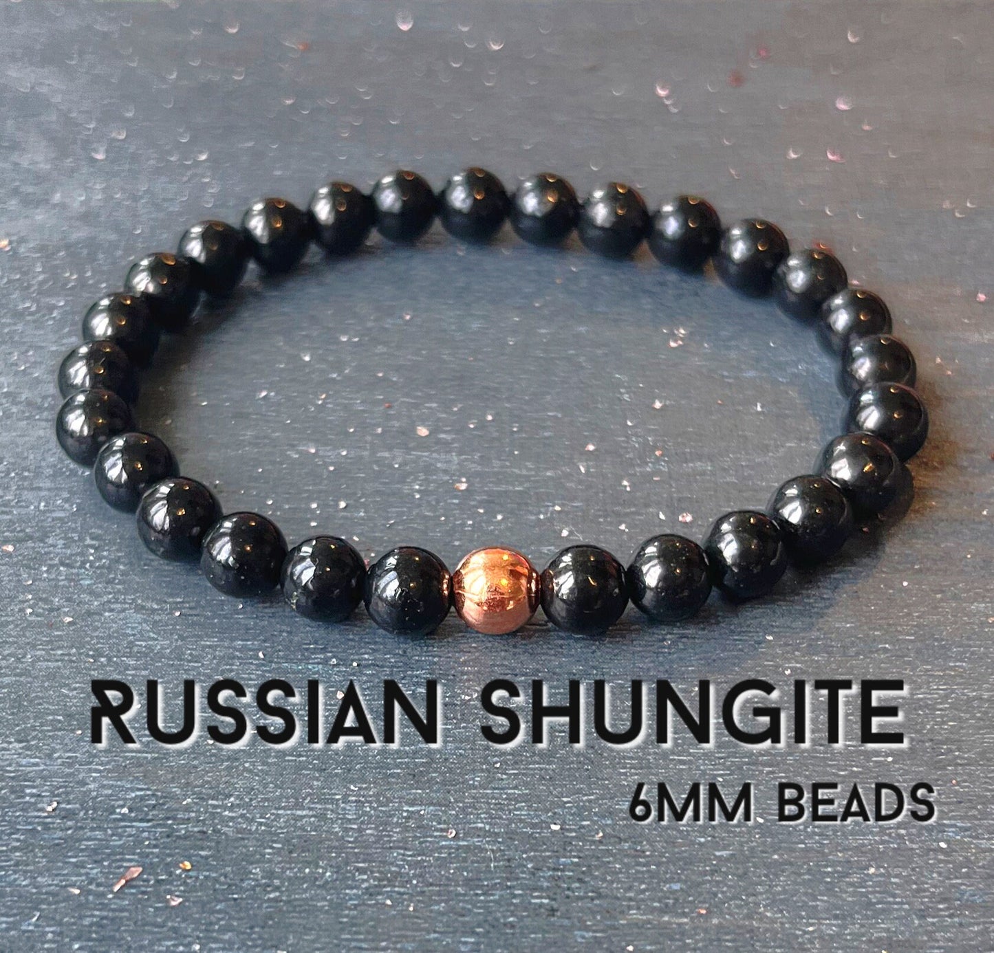 The Russian Shungite Stack // 4mm, 6mm, 8mm Beads - Root Chakra Support - Stimulates Energy Flow - EMF Shield - Protective