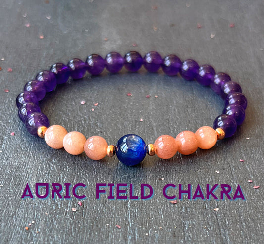 Auric Field Chakra - 8th Chakra - Blue Kyanite, Amethyst & Sunstone  //  AAA  Crystals - Energy Field Containment - Protection + Healing