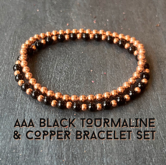 AAA Black Tourmaline with Untreated Copper // Stimulates Energy Flow - Wonderfully Protective - Emotional Balance