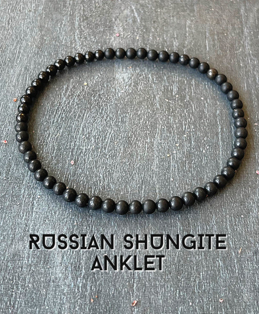 Russian Shungite Anklet // EMF Shield - Wonderfully Protective - Root Chakra