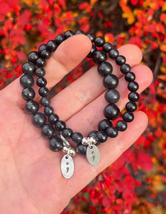 SemiColon Magical Shungite Mala// Mental Health Awareness & Support