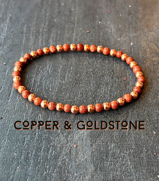 Copper Infused Goldstone with Untreated Copper // Stimulates Energy Flow - EMF Shield - Wonderfully Protective